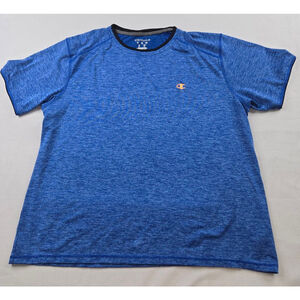 Men's Champion Blue & Black Short Sleeve Athletic Tee Shirt Size L